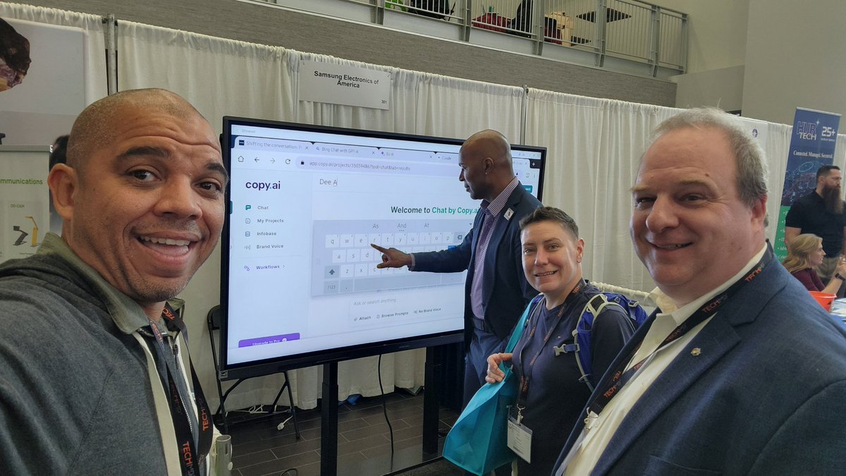 We over here playing with AI and elevating the conversation about tech use at the @SamsungEDU booth #MassCUE