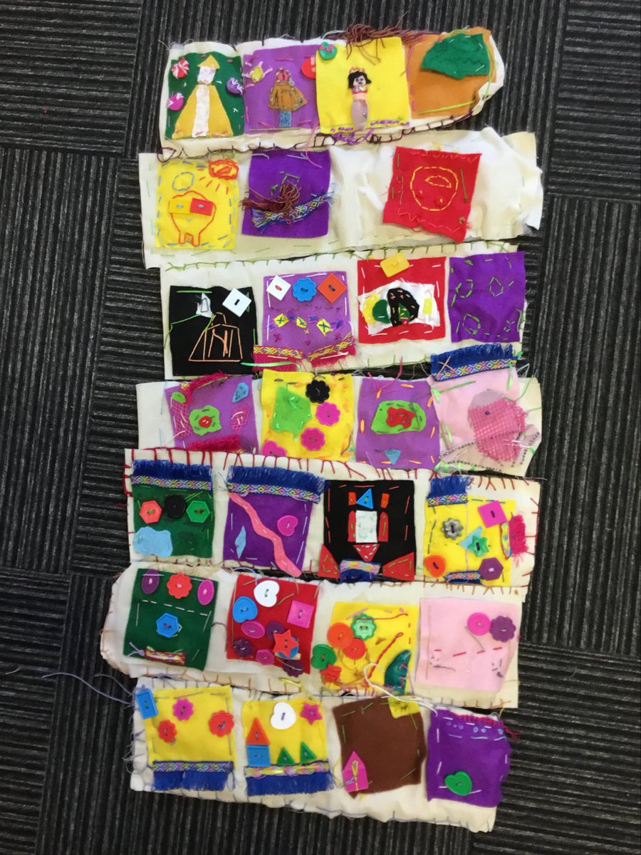 StPhilipsY5B's tweet photo. In DT we have designed a quilt for a Mayan god. We used our history knowledge in our designs and each created a panel using our sewing skills. We think we met our design specifications, although our evaluations suggested some refinements. #teamstphilips #StPhilipCEAPS https://t.co/0q8jfTbyxT