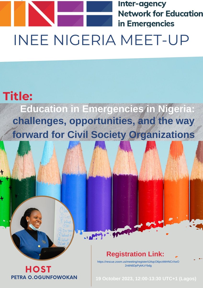 Petrascene's tweet photo. Our generation has a responsibility to bring about the change we desire to see. 

Event loading 99%...

If you are a Nigerian and you operate in the Education in Emergencies (EiE) space kindly register using this link below:

https://t.co/nF0pKYIrq2 https://t.co/z3qLrUFK9g