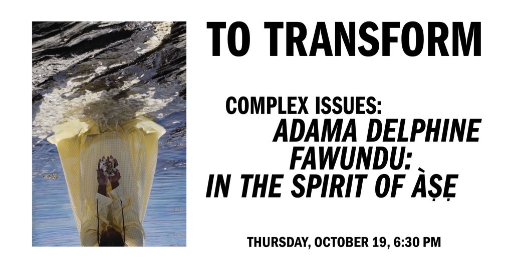Join us at the next Complex Issues event tomorrow evening! @andshedontstop '18 will discuss her solo exhibition, 'Adama Delphine Fawundu: In the Spirit of Àṣẹ,' with art historian Kellie Jones. Register and read more: lenfest.arts.columbia.edu/fall-2023-even…