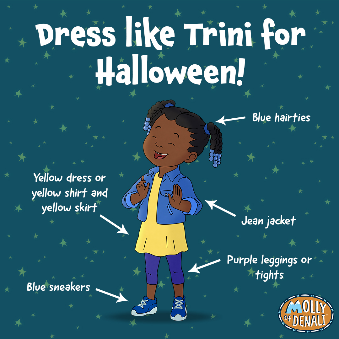 Are you dressing up like a Molly of Denali character for Halloween? We want to see your look! Don't forget to tag us! 🎃 

Find these shirts and more merch at mollyofdenali.shop.pbskids.org/?utm_campaign=… ⭐