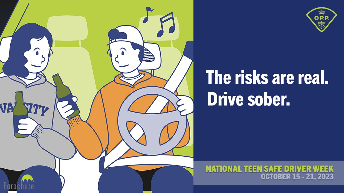 #DYK Alcohol is a factor in almost half of fatal crashes among 16–25-year-olds. In Ontario, you cannot have any alcohol in your system if you are: ➡️age 21 or under ➡️a G1, G2, M1, or M2 driver ❗️Learn more about Ontario’s zero tolerance law at bit.ly/safesober #NTDSW2023