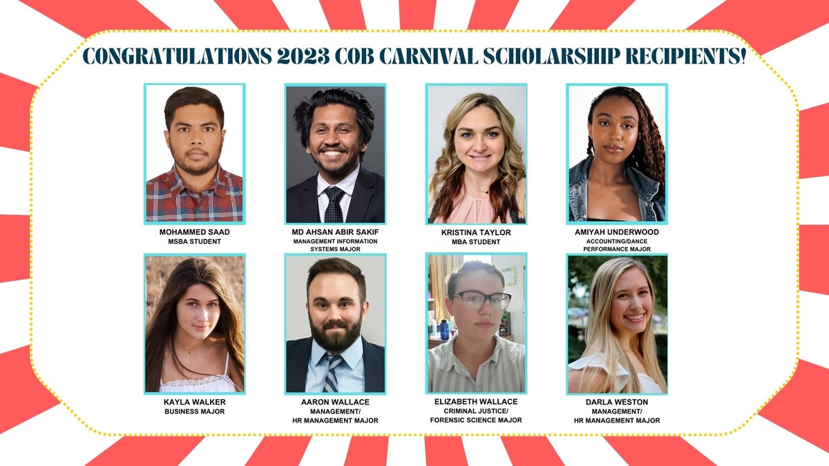 UCOBusiness's tweet photo. Congratulations to our 2023 UCO College of Business Open House Carnival scholarship recipients who were each awarded $500 from the College of Business Annual Fund! We cannot wait to see YOU at next year’s carnival! #UCObusiness #FunFocusedForward https://t.co/jUveRh55uM