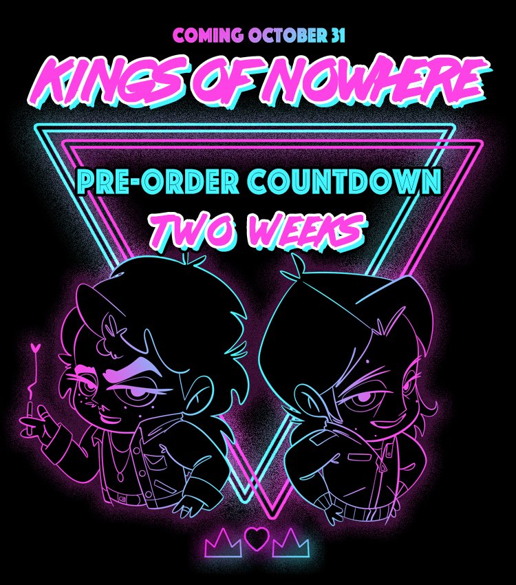 HarringroveZine's tweet photo. Pre-order two week countdown announcement (art by @lazybakerart ) #harringrove #kingsofnowhere #kingsofnowherezine #harringrovezine https://t.co/mm1bYjgjHR