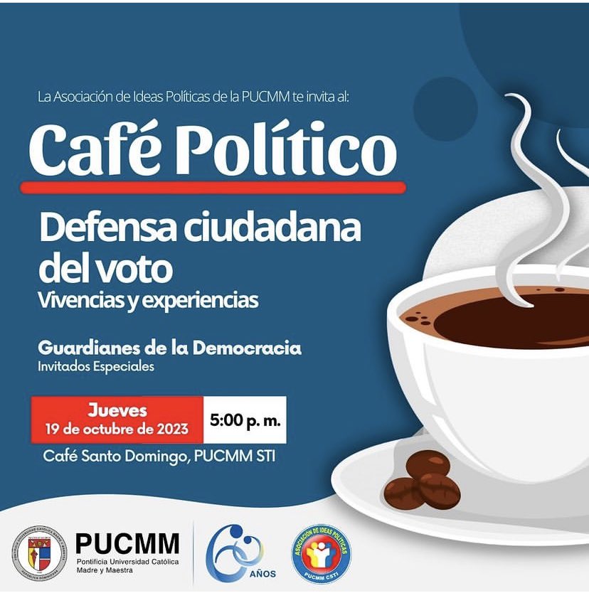 Este jueves estaremos en el café político del club de ideas de la PUCMM.