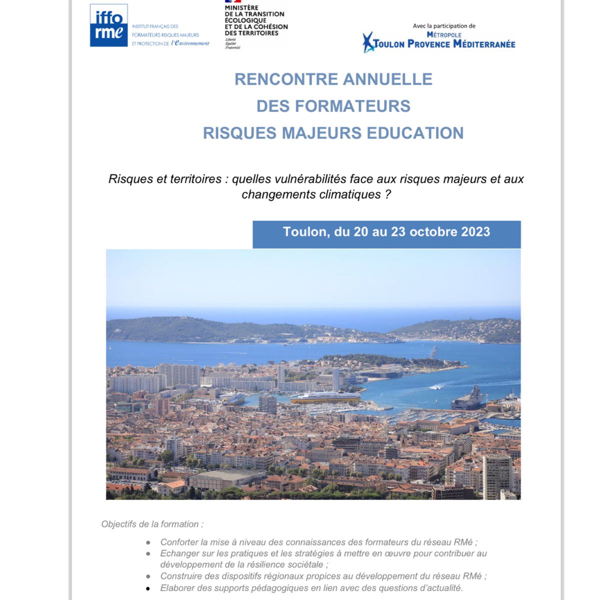 grohin_e's tweet photo. RENCONTRE ANNUELLE
DES FORMATEURS
RISQUES MAJEURS EDUCATION
Conférence sur le feu de #gonfaron https://t.co/kSQO0nfqa7
