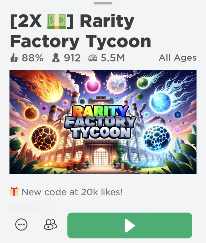 Rarity Factory Tycoon Codes (October 2023)