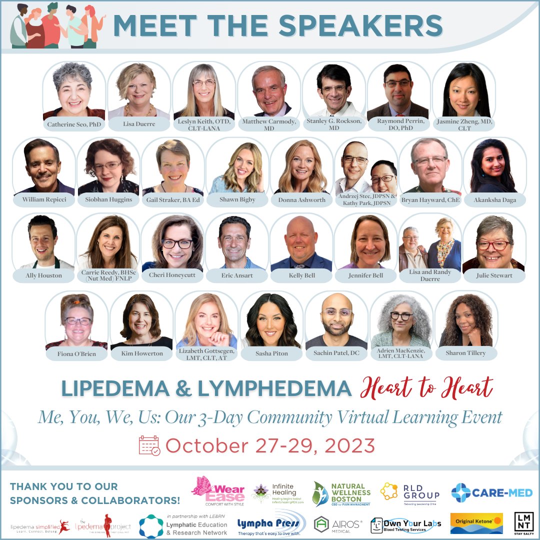 LipedemaProject's tweet image. 📣 Don&apos;t miss our 3-day community learning event, &quot;Lipedema &amp;amp; Lymphedema Heart to Heart Me, You, We, Us&quot;! It will feature incredible guest speakers &amp;amp; experts.

📌Save the date: October 27-29!👉 learn.lipedema-simplified.org/lipedema-lymph…

#lipedema #interactiveevent #collaborativeevent #heart2heart