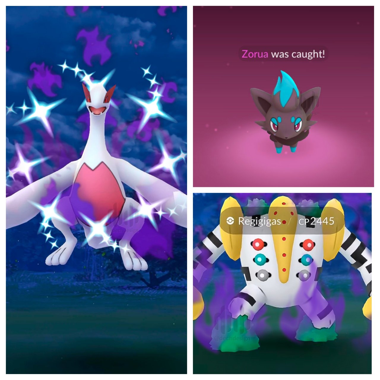 Poké Daxi on X: Shadow Shiny Lugia, Shadow Regigigas, Shiny Zorua