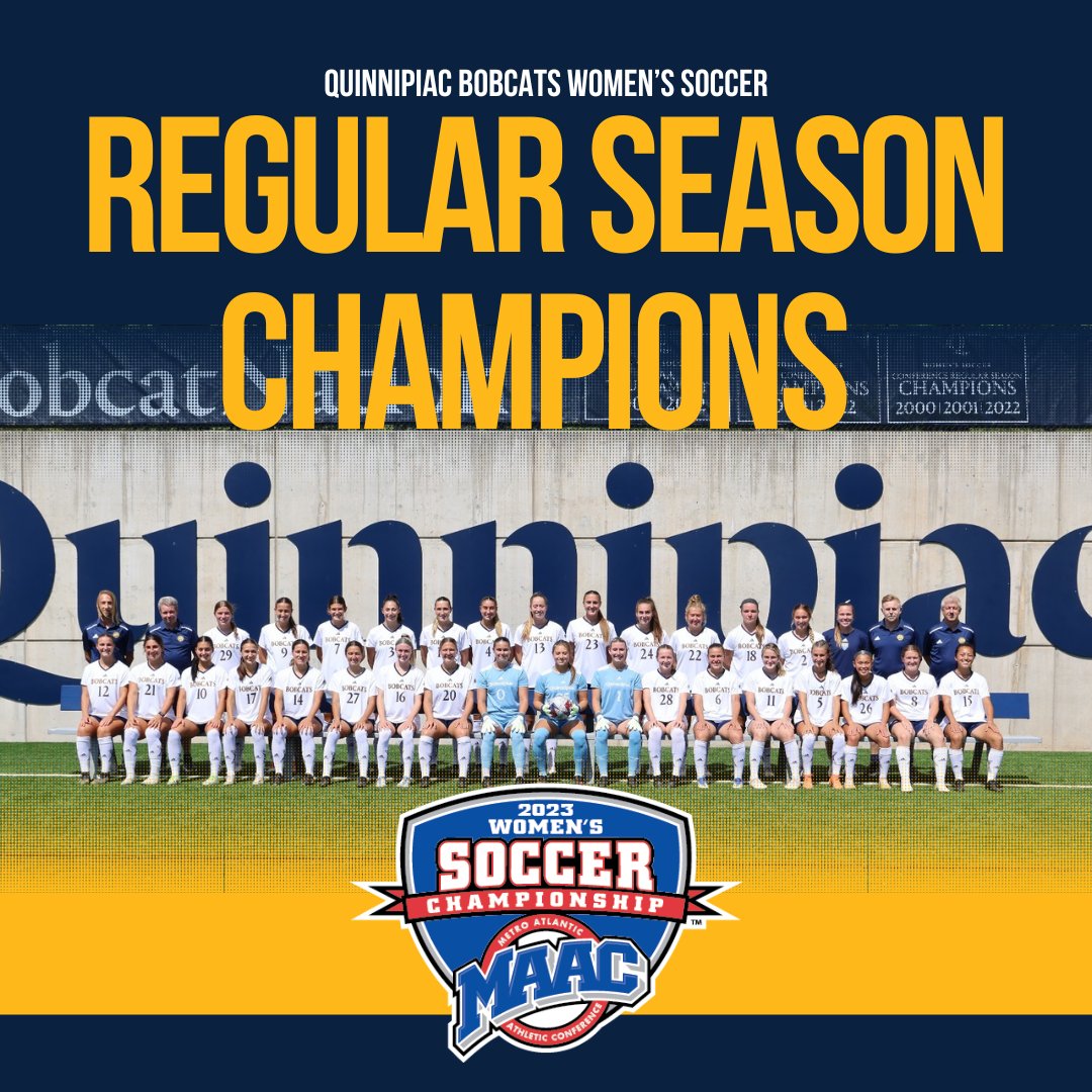 MetroConfSports's tweet photo. REGULAR SEASON CHAMPS! 🏆

@QU_WSOC claims their second straight regular season title (1st outright) following today's contest. Bobcats remain a perfect 8-0 in MAAC play with a pair of contests left.

Congratulations Bobcats !

#MAACSports x #MAACSoccer https://t.co/cuCdhWHaO6