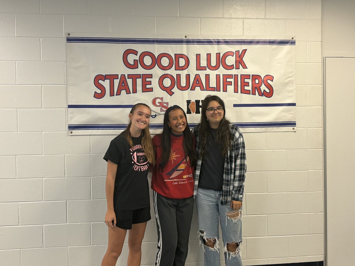 gbsathletics's tweet photo. We had our first state sendoff of the year for our girls tennis state qualifiers.  Good luck to Allie, Emily, and Lorenza at state!  #weareraiders https://t.co/loWlhJurOA