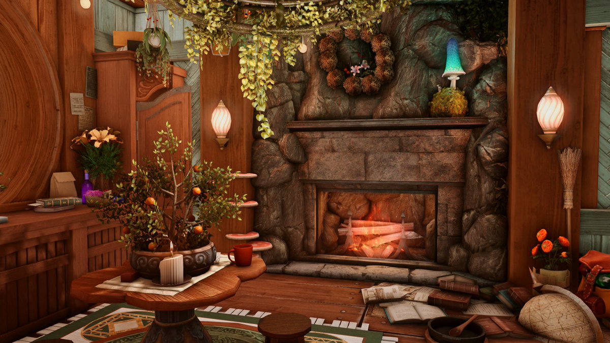AshenBride's tweet photo. Autumn Witch 🧡🍂

I made a cozy witchy room, with a custom rug and an open window to show the changing of the leaves
#FF14Housing #FF14ハウジング #FFXIV #HousingEden https://t.co/FrUidmZLa3