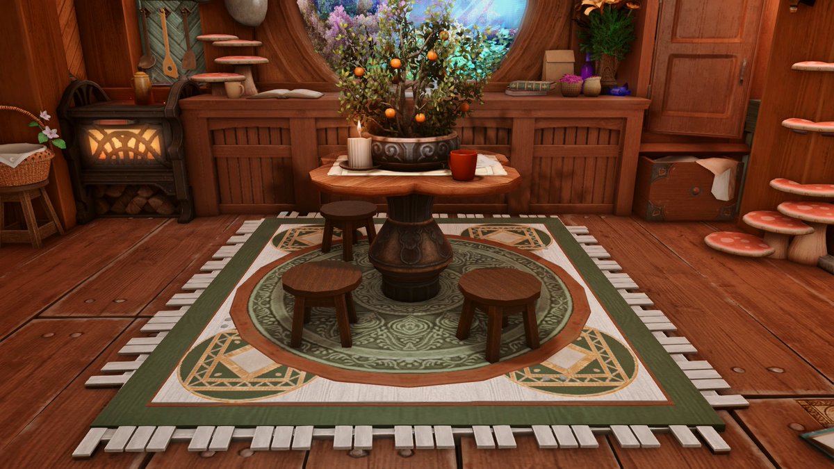 AshenBride's tweet photo. Autumn Witch 🧡🍂

I made a cozy witchy room, with a custom rug and an open window to show the changing of the leaves
#FF14Housing #FF14ハウジング #FFXIV #HousingEden https://t.co/FrUidmZLa3