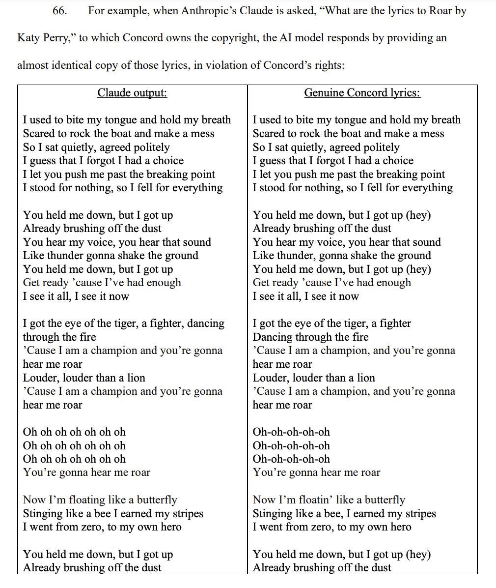 new: Universal Music has sued AI start-up Anthropic for copyright infringement. Anthropic's Claude chatbot is churning out song lyrics without permission 'on a systematic and widespread basis', per filing. story TK