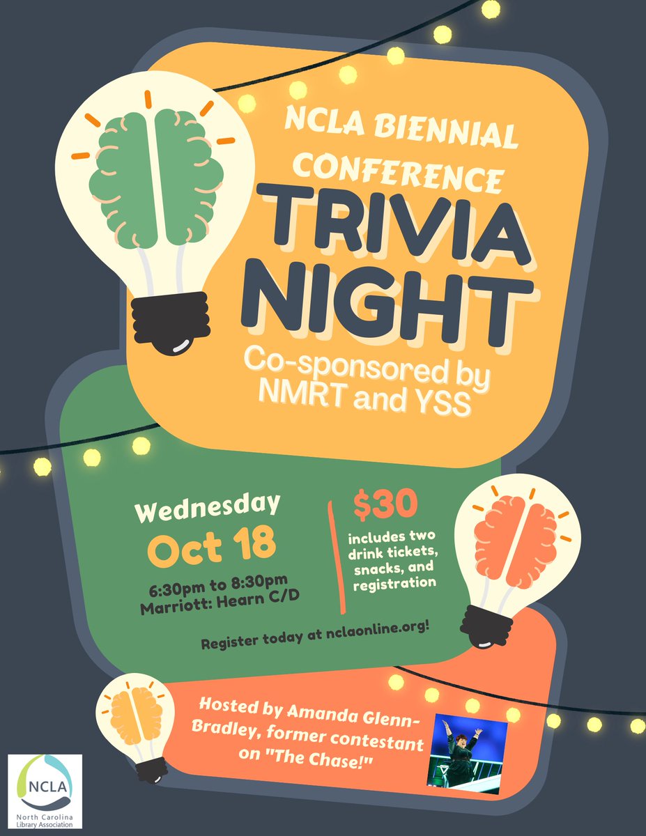 There are FOUR conference events happening this evening! Wine and Whine and the RTSS meetup do not require advance registration. #NCLA23