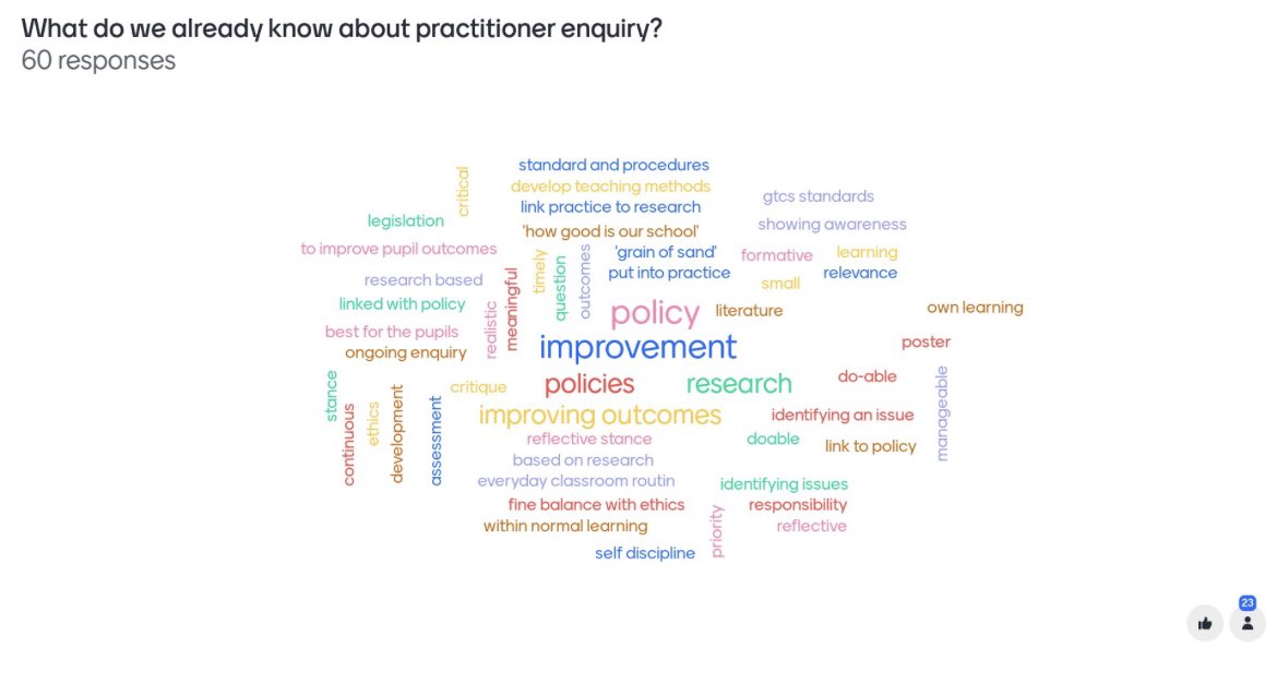 KHair_BusEd's tweet image. Excellent PLTE session today with A9 and B9… lots of great discussion about practitioner enquiry tools and ethics. We revisited the fortune line from seminar one but using @Mentimeter #StrathPGDE @StrathEDU @Kathdaisy @kate_wall98 @mr_quirke #ImprovingNotProving