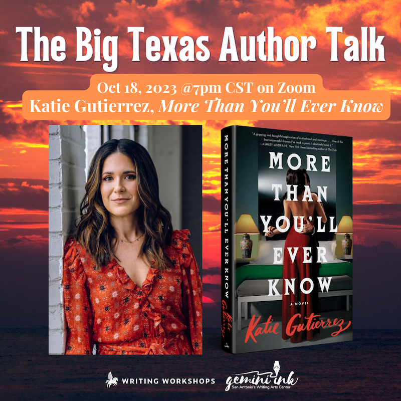 Join us Tonight (10/18 @ 7PM CST) as we co-host with @GeminiInk a FREE Author Talk & Discussion with acclaimed Novelist @katie_gutz! RSVP here, and we'll see you this evening: writingworkshops.com/products/the-b…