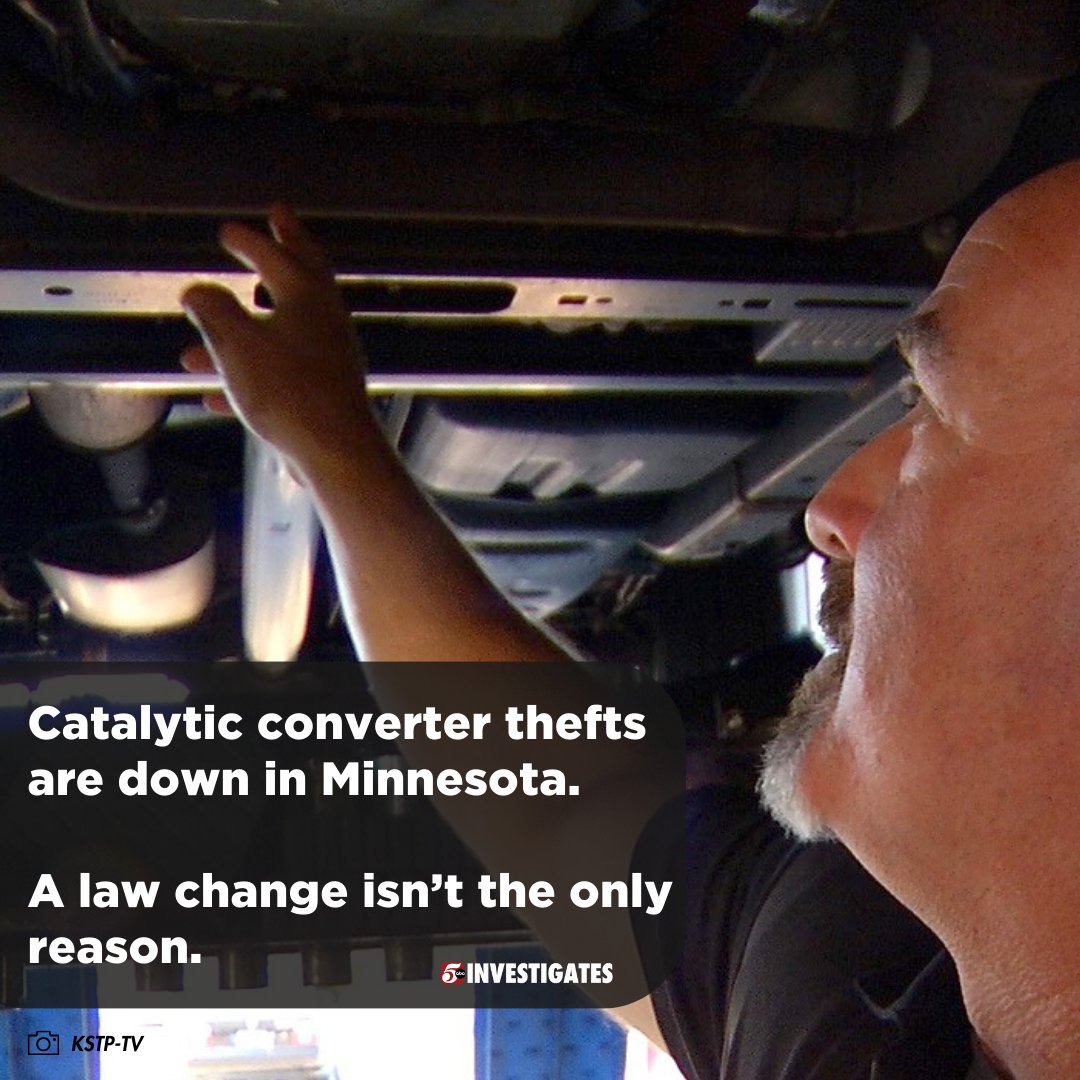 Getting ready to go on <a href="/KSTP/">KSTP</a> at 6pm with this story...

Catalytic converter thefts are declining in Minnesota and across the country, but police and industry experts say there’s more that one thing driving the drop. #5Investigates