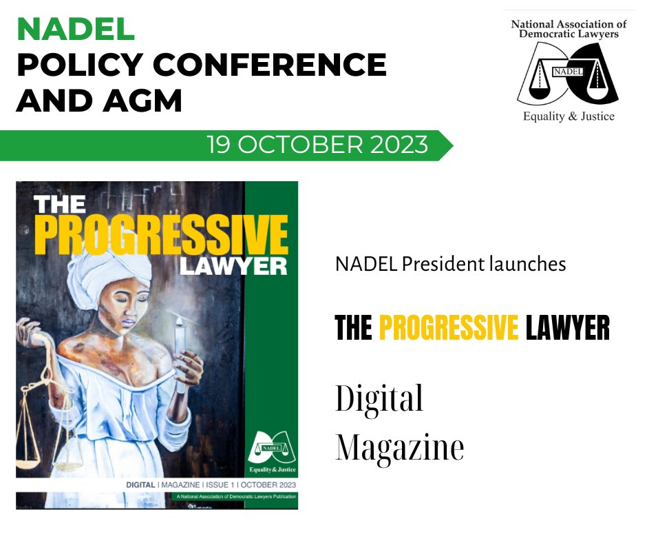 The President of NADEL launches "THE PROGRESSIVE LAWYER" NADEL's first digital magazine.

#NADELconference2023 #NADELagm2023 #NADELprogressivelawyer #NADELdigimag