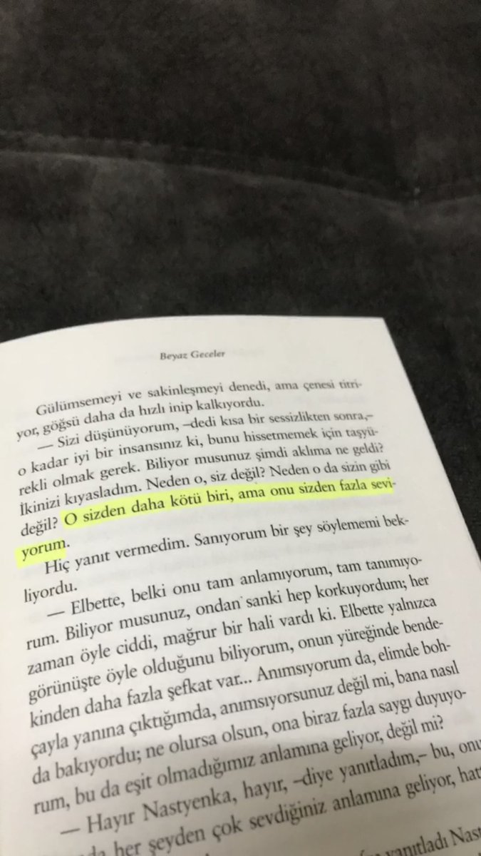 "...O sizden daha kötü biri, ama onu sizden fazla seviyorum." #beyazgeceler