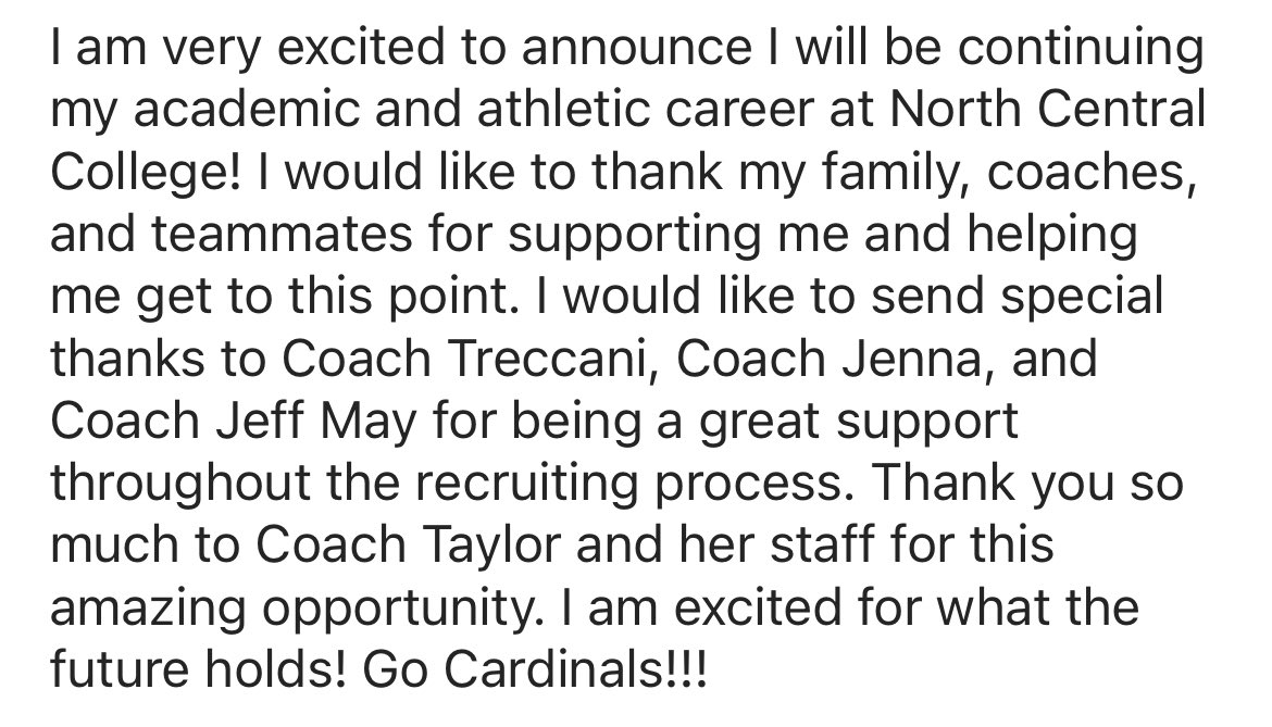 Committed!!!! Go Cards! ♥️

<a href="/NCC_Athletics/">NCC Cardinals</a> <a href="/venustaylor1mom/">Venus Taylor</a> <a href="/chicago_mt/">Sparks Gold 18u Treccani</a> <a href="/Jmay7777/">Jeff May</a>
