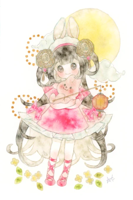 透明水彩でケモ耳の女の子を描いています沢山の方に発掘されますことを願って #フォロワー10000以下の一次創作作家発掘フェス 