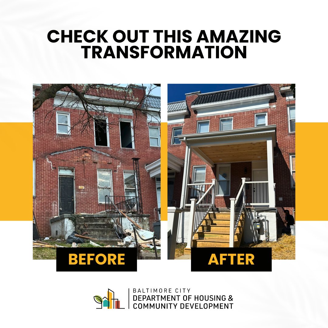 You've got to see the transformation of this former vacant property! It has become a dream home for a retired US Military hero. This rehabilitation represents our commitment to reducing vacant homes in Baltimore. #CommunityRevival #HomeSweetHome