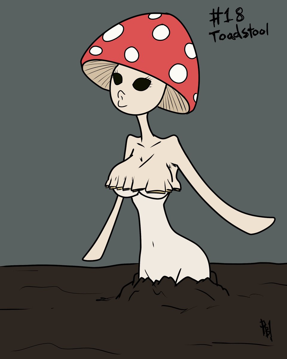 Toadstool Girl. #monstergirls2023 #mushrooms #mushroomgirl #mushroomart #toadstool