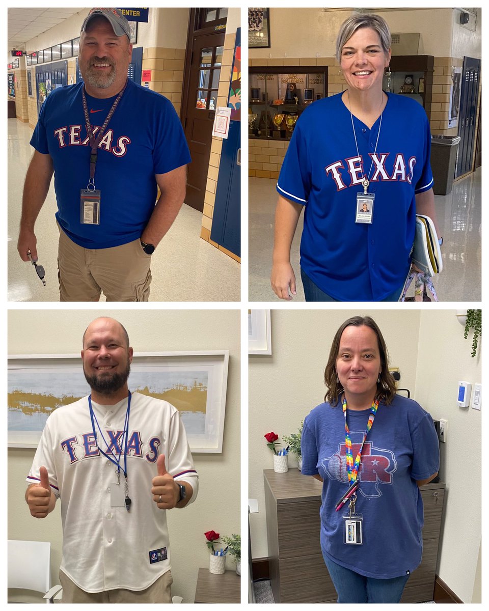 <a href="/HeightsFWISD/">Arlington Heights High School</a> 
wearing <a href="/Rangers/">Texas Rangers</a> gear to show our support! #GoAndTakeIt  

@MrsWeeksAHHS <a href="/EducatorStrom/">Mel Strom</a> <a href="/anahiev/">Anahí Esparza Vallín</a> <a href="/MASerrano20/">Miguel Angel Serrano, Ph.D.</a>
<a href="/Melissa1Kelly/">Melissa Kelly</a> <a href="/amramsey13/">Angelica Ramsey, Ed.D.</a> 
#FWISD