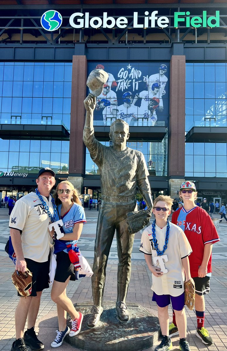 JimTorrence's tweet photo. The #TorrenceFamily is ready to cheer for our @Rangers!
#GoAndTakeIt #TeamTorrence #FallBreak2023 @MelissaTorrence
#ALCS #Postseason https://t.co/tKCezdX4UU