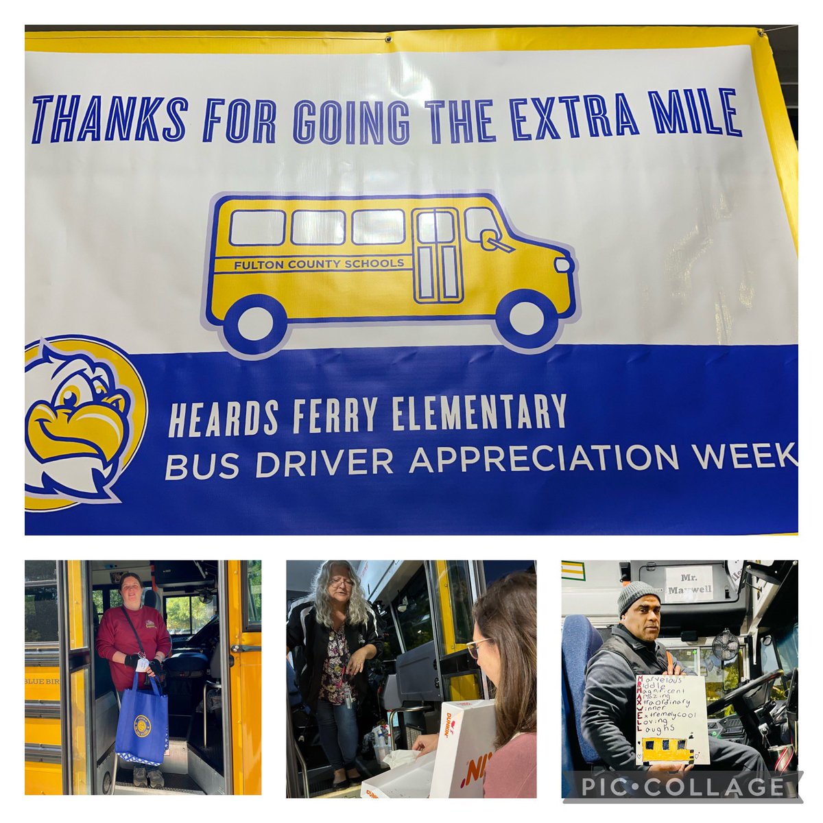 FCS_HFE_AP's tweet photo. @EaglesHfe have enjoyed showering our amazing bus drivers with love and treats. #BetterTogether #PeaceloveHFE #Busappreciationweek @FCS_HFE_Prin @HFEagleAlliance @FultonCoSchools https://t.co/8QQMf77Pg0
