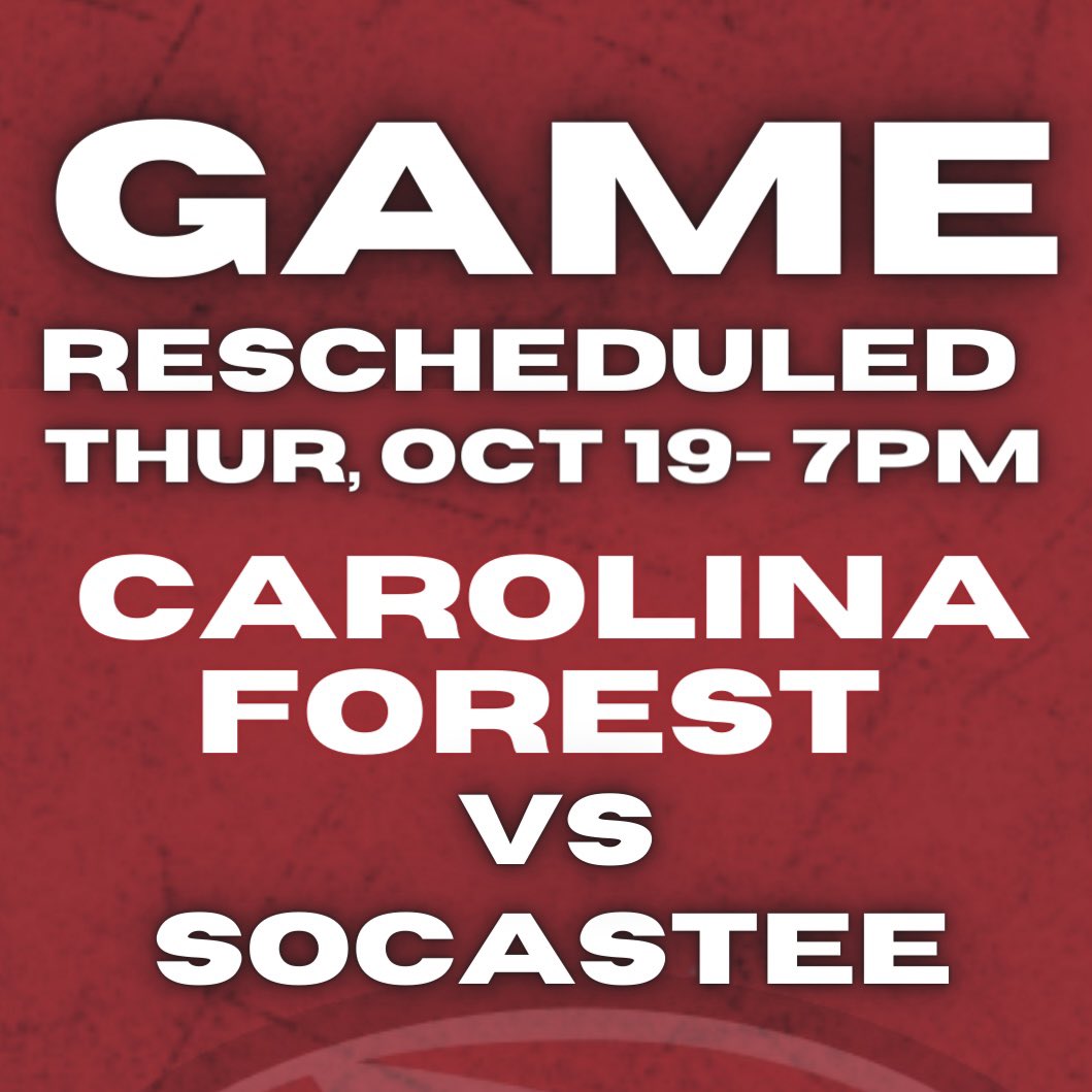 Our Game vs Socastee has been moved to tomorrow - Thursday, October 19th at 7pm! Make sure to come out for Homecoming and bring the energy!