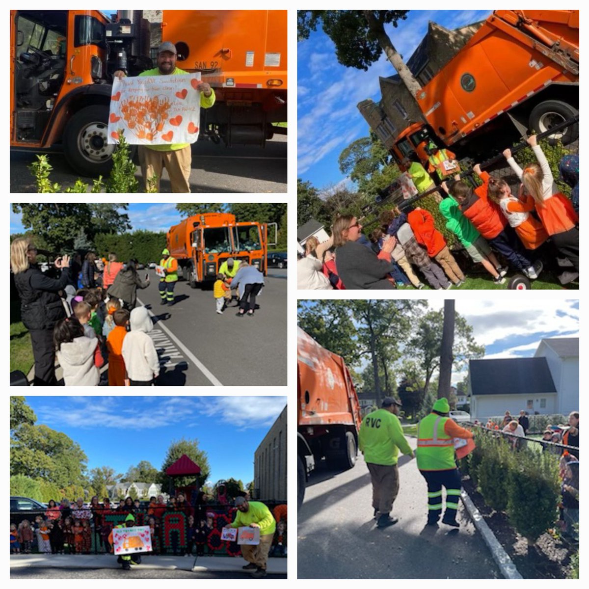 VillageRVC's tweet photo. Members from the Village of Rockville Centre Department of Public Works helped students of the Learning Academy of St. Mark’s celebrate Orange Day. Thank you to the staff and students for the handmade cards that express their appreciation for our community helpers. #AroundRVC https://t.co/X9vk1BOC3d