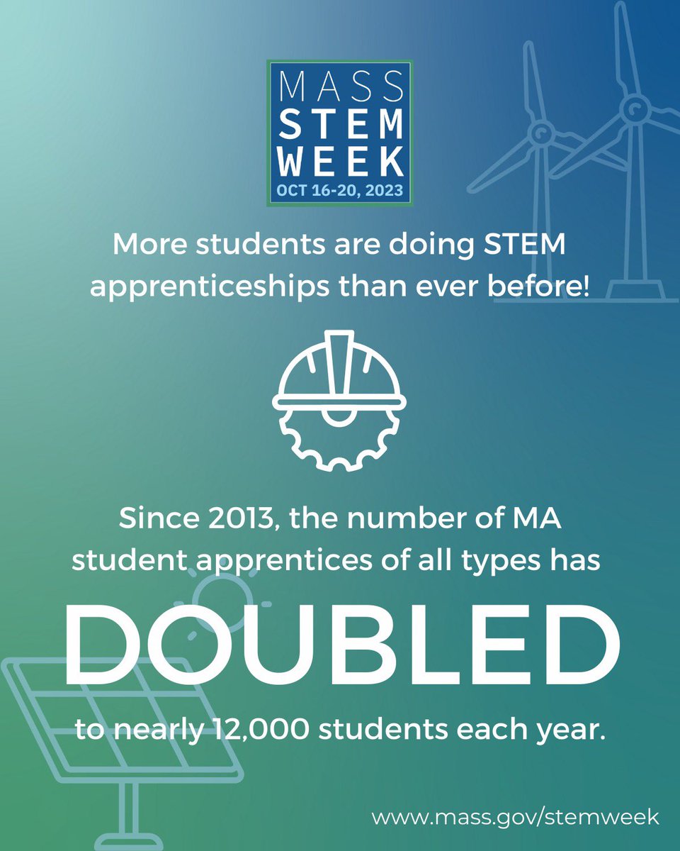 The number of students in #STEM apprenticeships doubled in the past decade! Opportunities like apprenticeships can help you gain experience in high demand #STEM industries, realize that #YourSTEMFutureIsOurSTEMFuture and help you #SeeYourselfInSTEM!