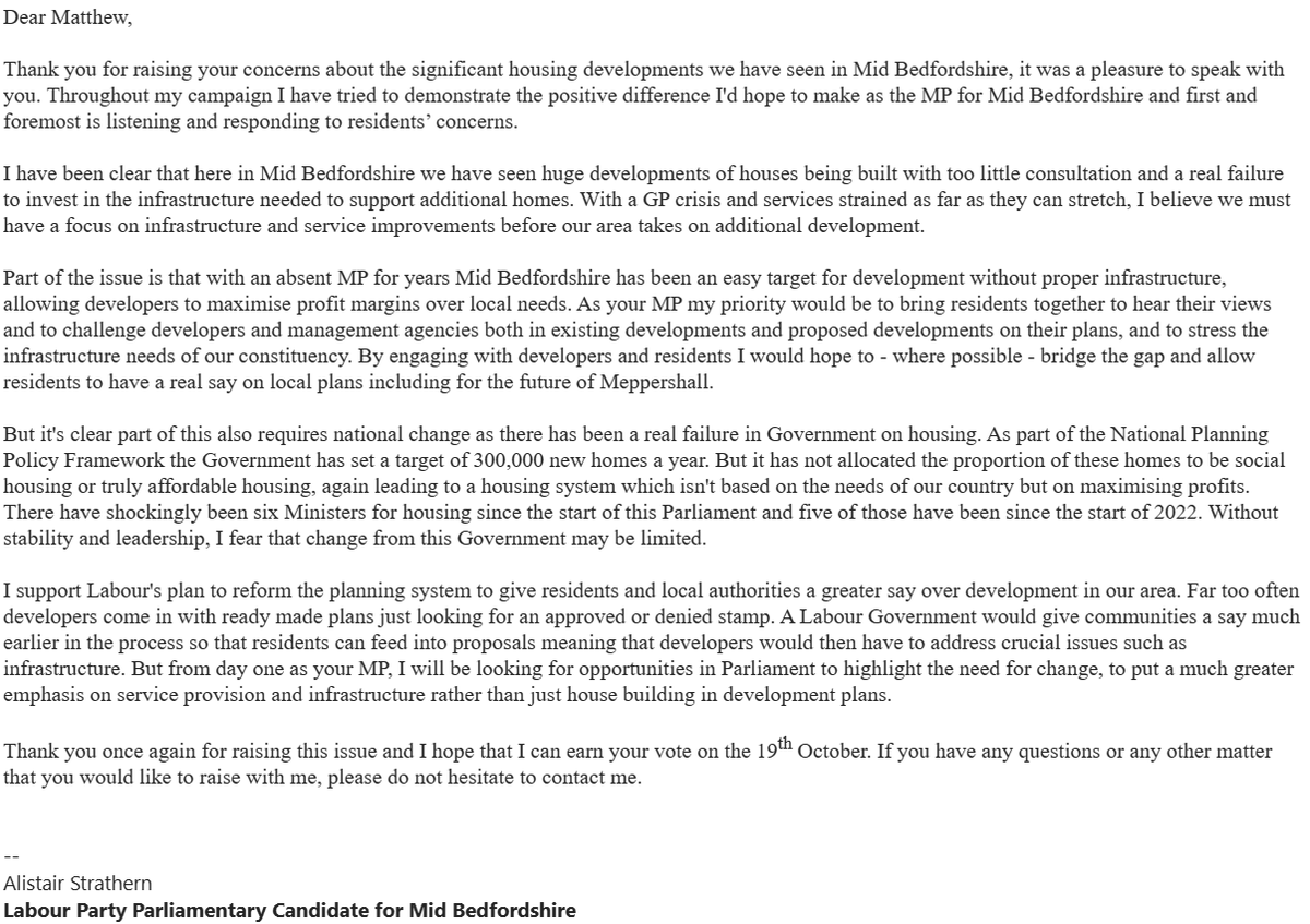 BrokenParamedic's tweet photo. ...replied in detail to my email raising concerns about NHS matters &amp; local development &amp; conservation.

It's made me feel like my vote matters for the first time in more than a decade.

My dismay at British politics remains, but @alistrathern has given me hope, at least locally. https://t.co/mvw7gRt3hm
