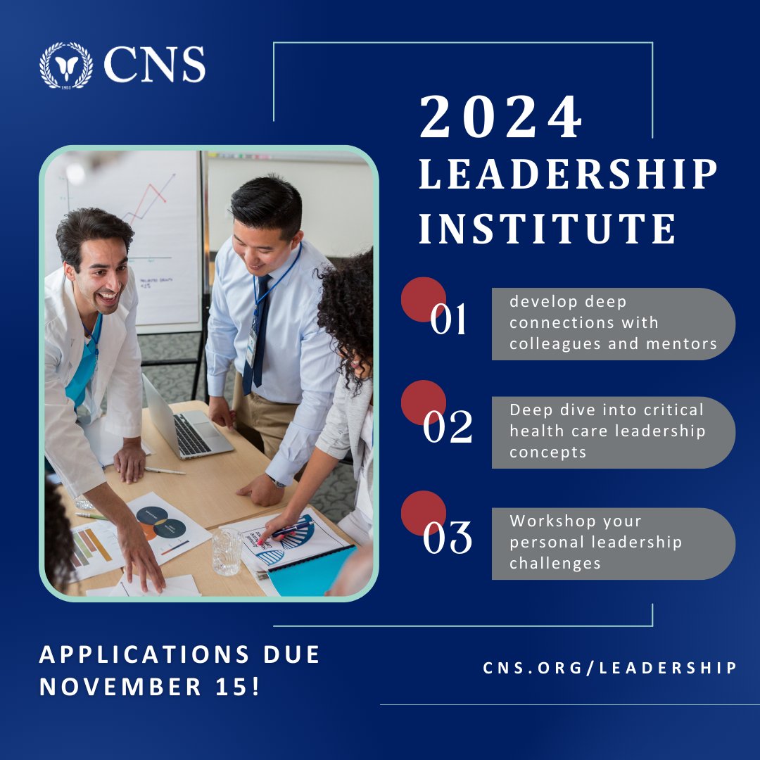 CNS_Update's tweet image. The CNS Leadership Institute is designed to address leadership challenges including those in non-traditional or informal roles. Previous attendees have lead important initiatives in their institutions &amp;amp; organized surgery. Apply: cns.org/leadership

#CNSCourse #leadership