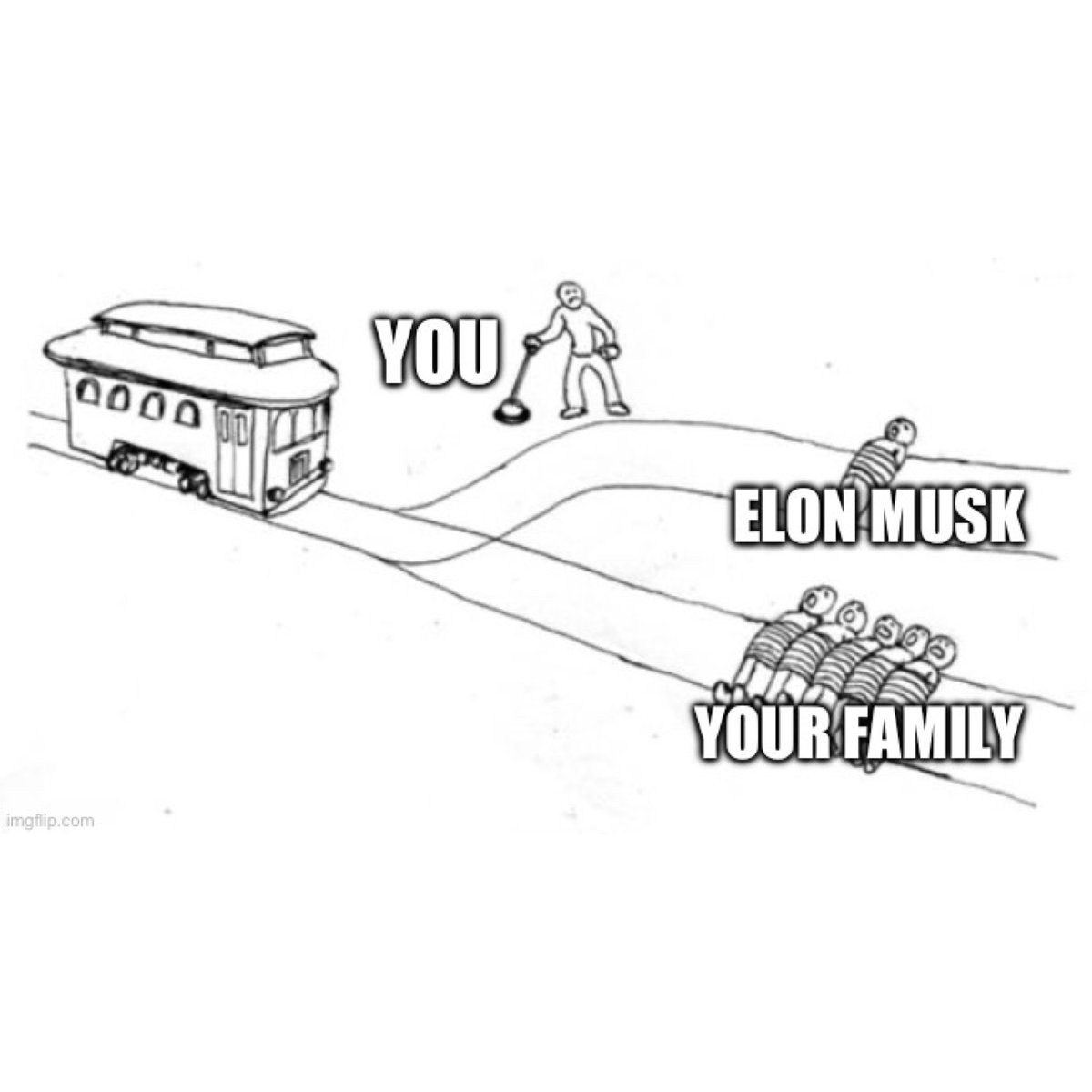 VandelayJoe's tweet image. Who would you save? 

Feel like some of yall would really be sweatin over this one 😰 
$tsla #TrolleyProblem