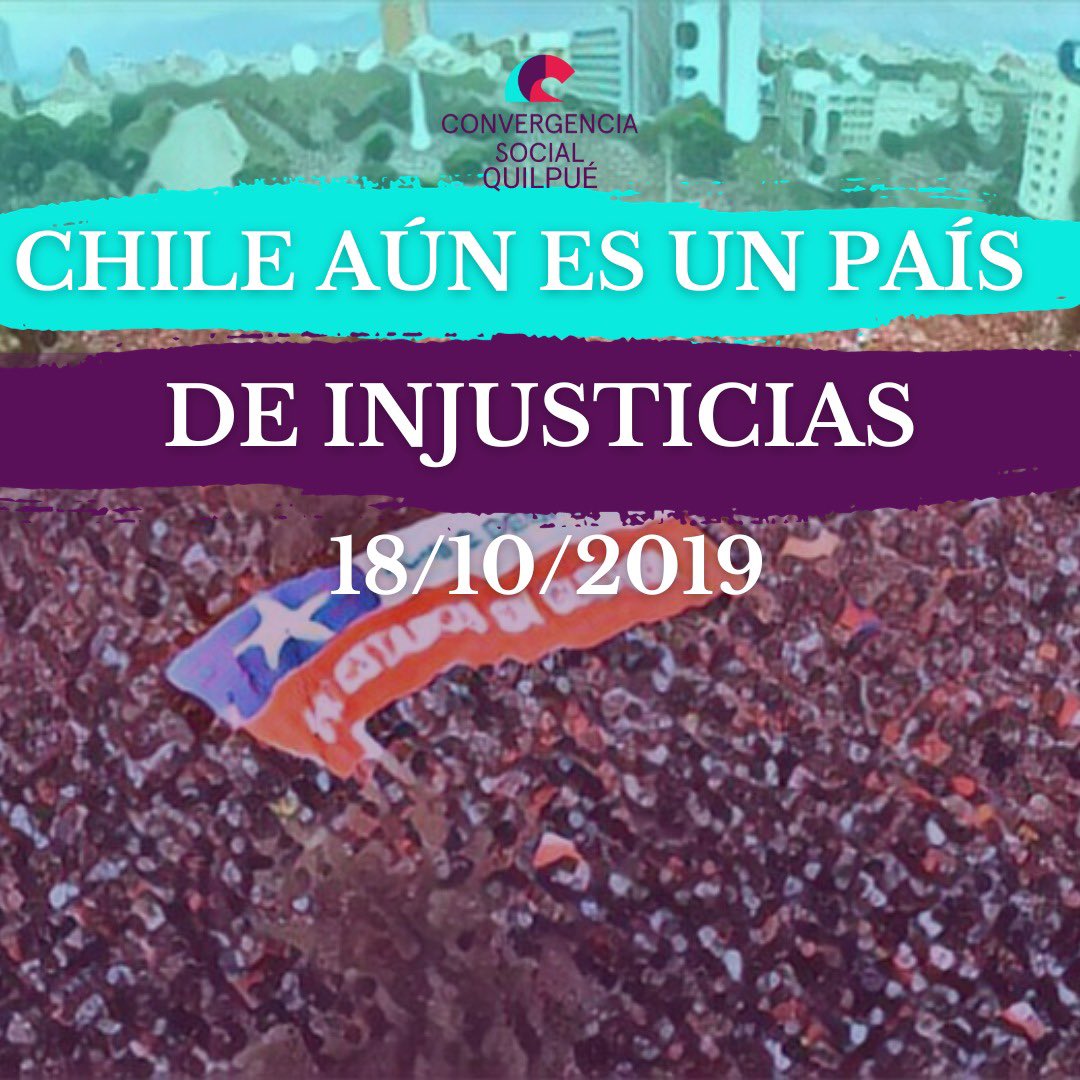 CSQuilpue's tweet photo. A 4 años del 18 de Octubre, este es un día para recordar que Chile aún es un país de injusticias. 

Seguiremos trabajando por mejorar las condiciones de vida de las chilenas y chilenos, y por impulsar los cambios que el país necesita. https://t.co/uBXgs6GpqA