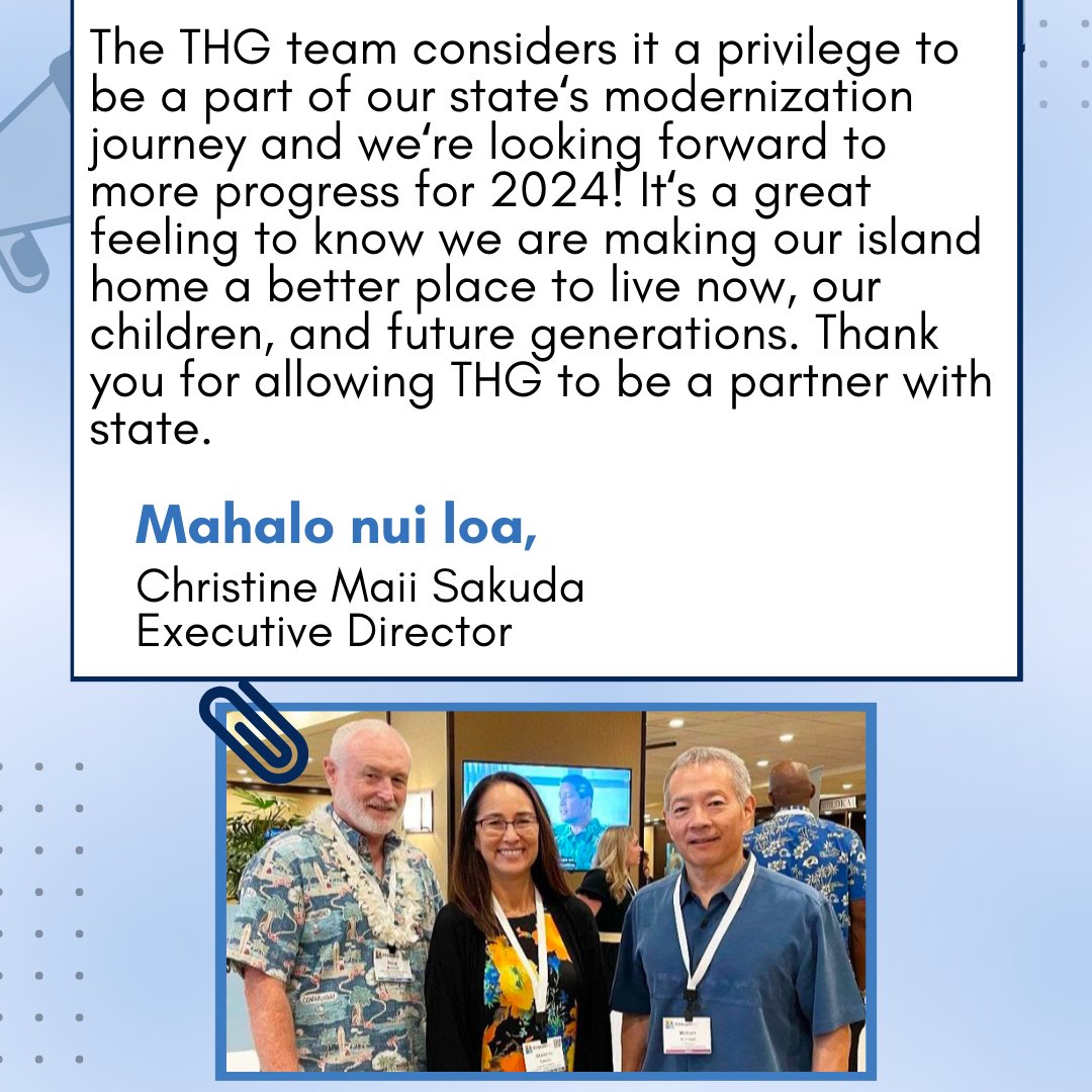 TransformHiGov's tweet image. Entering the last quarter of 2023, we wanted  to share an update from our Executive Director, Christine Sakuda, on #THG&apos;s recent achievements. Visit the link in our bio to subscribe to our newsletter and stay in the know on our latest work. #Hawaii #governmentmodernization