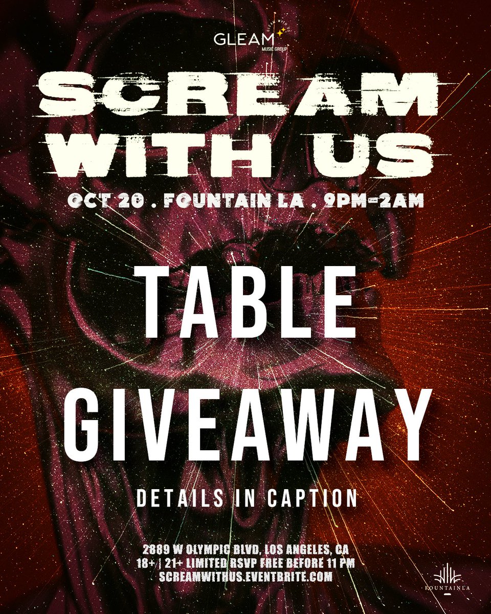 WE’RE DOING A TABLE GIVEAWAY ON INSTAGRAM FOR OUR SHOW THIS FRIDAY! 👻

Check out our most recent post’s caption for details! 😈

LINK: instagram.com/gleammusicgroup
