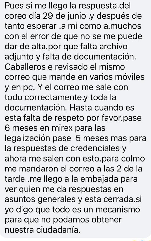 Han tenido 3 meses para revisar los email que le han enviado los descendientes al <a href="/ConsEspLaHabana/">ConsEspLaHabana</a> y ahora les niegan las credenciales porque "supuestamente algo les ha faltado" hay historias que dicen lo contrario, no estarán barriendo para ponerse al día?
Trabajen limpio
