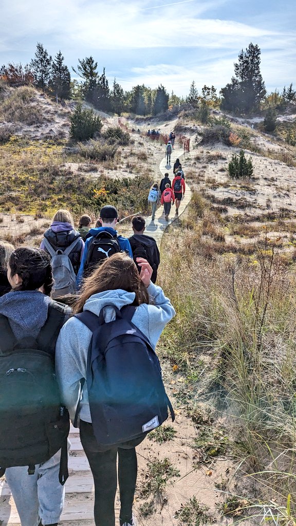 wfdlandry's tweet photo. A great day outdoors @PineryProvPark with our @MedwayHS Gr.9 Geo classes today! Students got to see first hand how natural features (the dunes) are influenced by human activity in our area.  We learned how the hydrological process (succession) has shaped the physical landscape. https://t.co/lymqK0FCfy