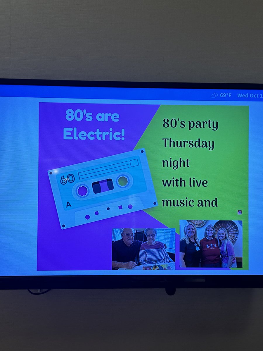RiverOaksHC's tweet photo. It’s “Totally Awesome “ during our theme weeks with decorations in the dining rooms! Live music tomorrow will set the mood for 80’s memories! #TrilogyThemeWeeks
#TrilogyIsElectric https://t.co/Fv3VfMTNnJ