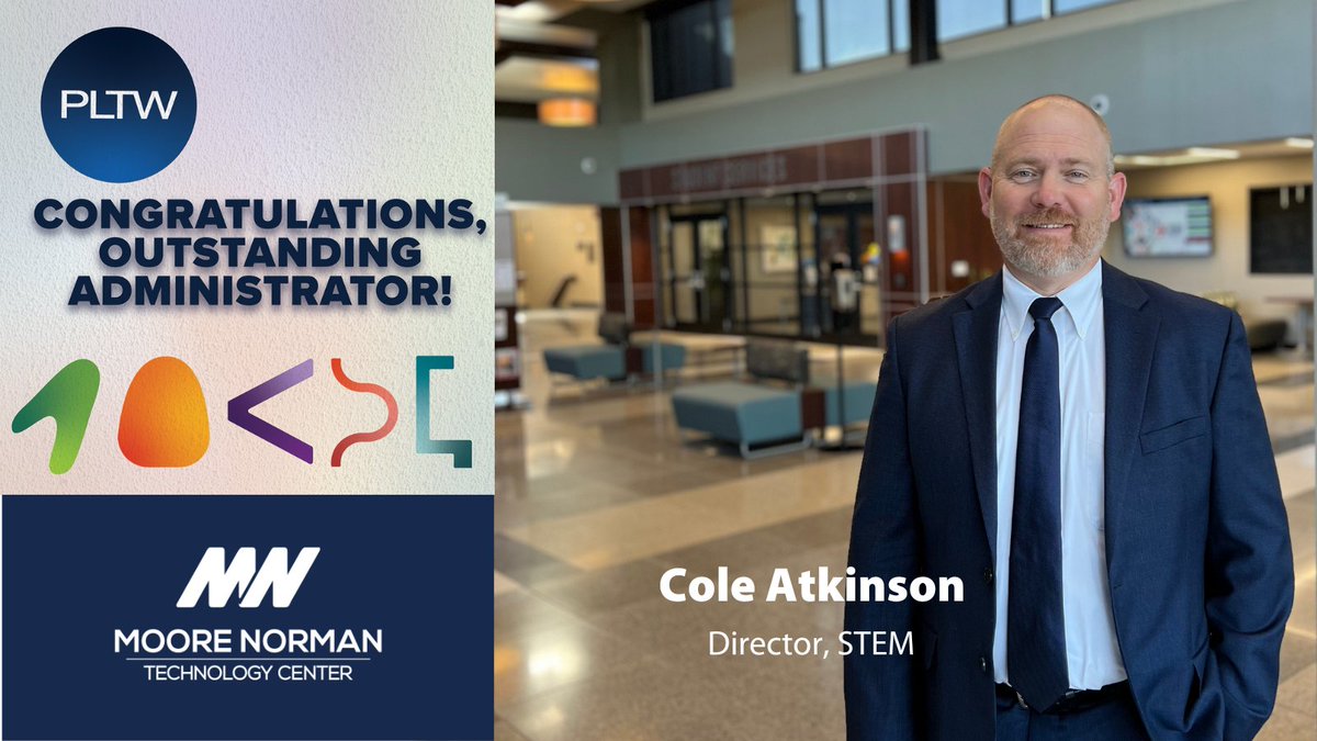 MooreNormanTech's tweet image. Announcing Cole Atkinson, Director,STEM has earned the 2023-24 Outstanding @PLTWorg Administrator Award for their commitment to providing students with meaningful learning experiences in our #PLTW Engineering and Biomedical Science programs. Read more: bit.ly/3rTM1Tx