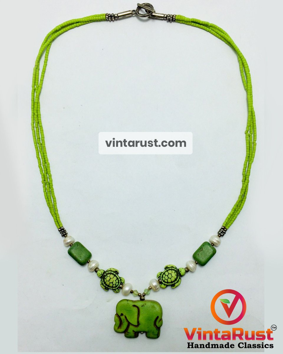 Green Beaded Multilayer Necklace With Dangling Elephant Shape Pendant.

Shop Now:
buff.ly/3f1D6bM

#vintarust #greennecklace #beadedjewelry #elephantpendant #multilayernecklace #bohostyle #uniquejewelry #semipreciousbeads #handcrafted #naturalvibes #spiritualjewelry
