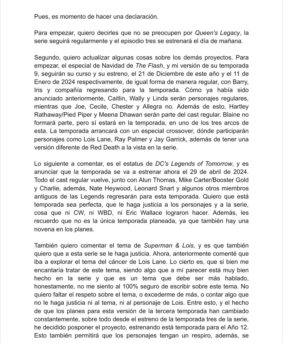 ArrowVerseReb's tweet photo. NOTICIAS SOBRE EL ARROWVERSE REBIRTH

//

NEWS ABOUT THE ARROWVERSE REBIRTH

Pic 1-2: English Ver.
Pic 3-4: Versión en Español

#Arrowverse #TheFlash #SaveLegendsOfTomorrow #SupermanAndLois #QueensLegacy #DCStargirl #InfinityInc https://t.co/q2a2NdtUrP