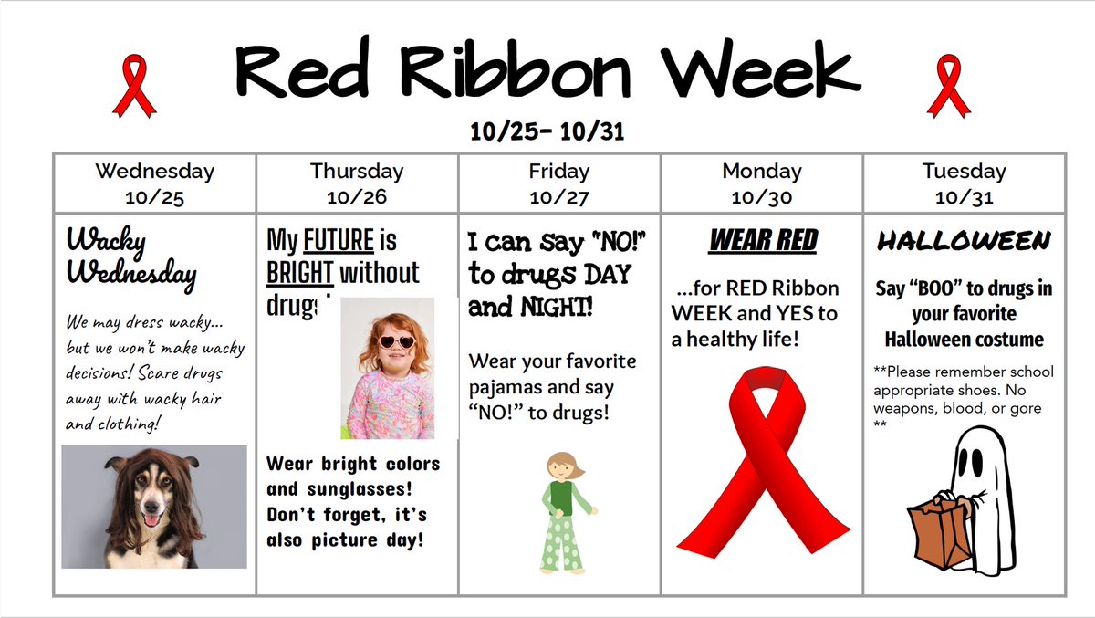 WillmoreWSD's tweet image. Red Ribbon Week starts next Wednesday, October 25th! Please read the attached fliers for details. #dualimmersion #dualimmersionprogram #redribbonweek @westminstersd @wsd_onthemove