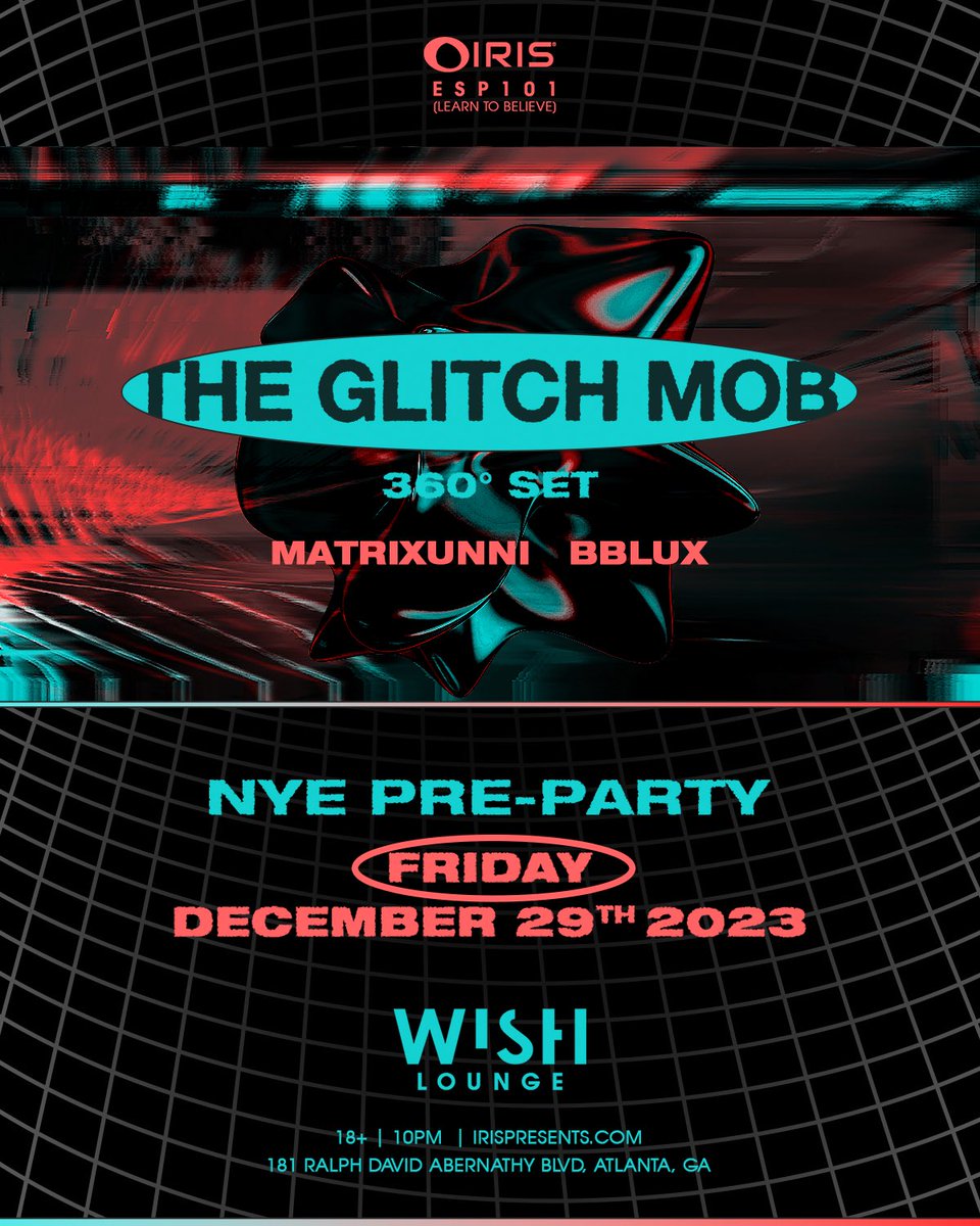Join us Dec 29 in Atlanta with hometown hero's BB Lux & @MATRIXunni for a pre-NYE party at Wish Lounge. 360° rave mayhem⚠️⚠️⚠️ Tickets: seetickets.us/event/the-glit…