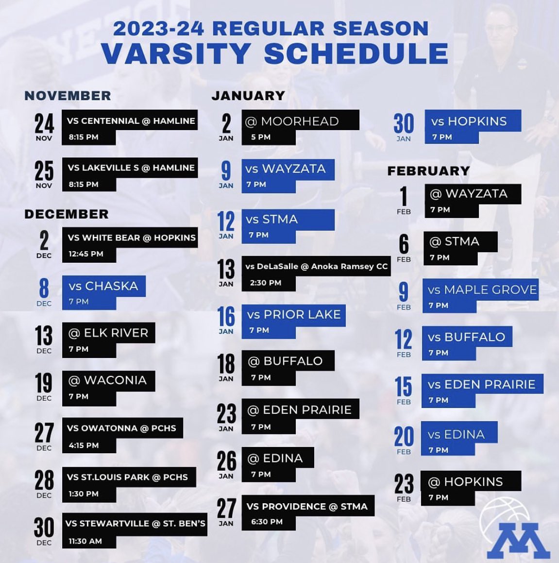 gracehamdorf's tweet photo. 2023-2024 schedule!! Senior season 🔜@MtkaGHoops 💙🤍 https://t.co/ChWyhCp0A6