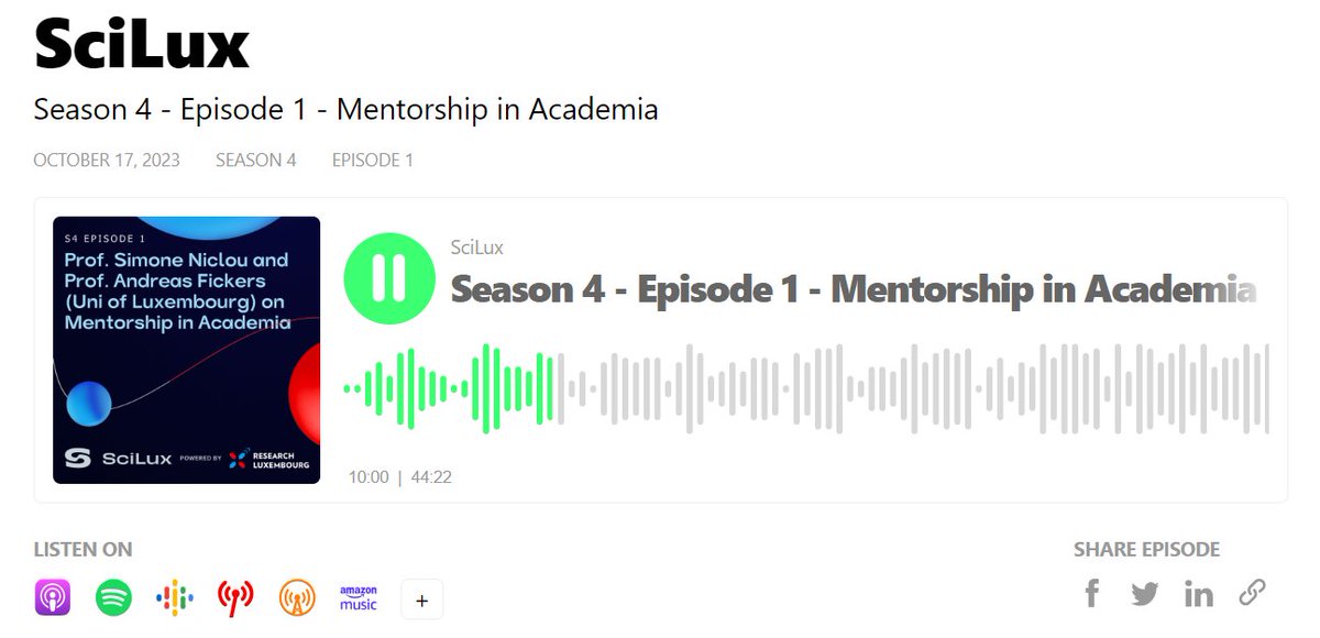 Interesting #podcast providing insight into mentoring and mentorship in #academia by #ResearchLuxembourg. scilux.buzzsprout.com/1412332/137616…
